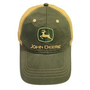 John‎ Deere Logo Trucker Hat Green Yellow Mesh Cap